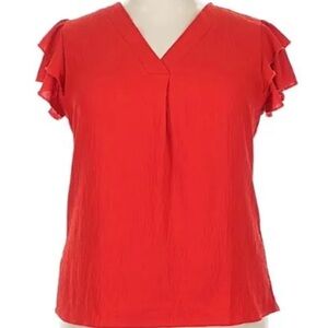 Blooming Jelly Women’s Red Flutter Sleeve Shirt